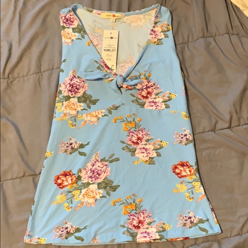 Floral tie chest tank top